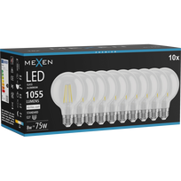 Mexen Vintis 10x LED filamentinė lemputė E27, G80, 8W, neutralus - 4000K, 1055 lm, skaidrus - L155-E27-0840-00x10
