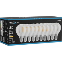 Mexen Vintis 10x LED filamentinė lemputė E14, G45, 2W, Šilta - 2700K, 240 lm, skaidri - L156-E14-0227-00x10