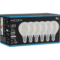 Mexen Vintis 6x Gijų LED lemputė E14, G45, 2W, Neutrali - 4000K, 240 lm, skaidri - L156-E14-0240-00x06