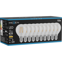 Mexen Vintis 10x LED filamentinė lemputė E14, G45, 4W, šilta - 2700K, 470 lm, skaidri - L156-E14-0427-00x10