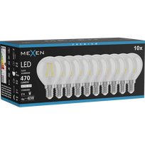 Mexen Vintis 10x LED siūlelio lemputė E14, G45, 4W, Neutrali - 4000K, 470 lm, skaidri - L156-E14-0427-00x10