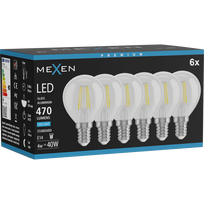 Mexen Vintis 6x Lemputė LED E14, G45, 4W, Šalta - 6500K, 470 lm, skaidri - L156-E14-0465-00x06
