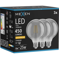 Mexen Vintis 3x LED kaitrinė lemputė E27, G95, 6W, Šilta - 2200K, 450 lm, smoke - L157-E27-0622-70x03