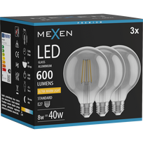 Mexen Vintis 3x Kaitrinė LED lemputė E27, G95, 8W, Šilta - 2200K, 600 lm, dūminė - L157-E27-0822-70x03