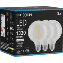 Mexen Vintis 3x LED filamento lempa E27, G95, 10W, Neutrali - 4000K, 1320 lm, skaidri - L157-E27-1040-00x03