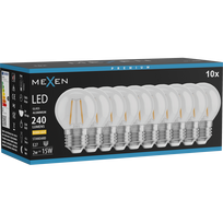 Mexen Vintis 10x LED kaitinamoji lemputė E27, G45, 2W, Šilta - 2700K, 240 lm, skaidri - L156-E14-0227-00x10