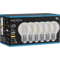 Mexen Vintis 6x LED gijų lemputė E27, G45, 2W, Šilta - 2700K, 240 lm, skaidri - L156-E14-0227-00x06 - L156-E27-0227-00x06