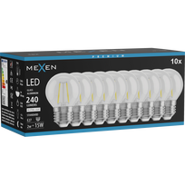 Mexen Vintis 10x LED gijų lemputė E27, G45, 2W, Neutralus - 4000K, 240 lm, skaidrus - L156-E14-0227-00x10