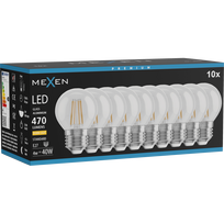 Mexen Vintis 10x kaitinamosios LED lemputės E27, G45, 4W, Šilta - 2700K, 470 lm, skaidri - L156-E27-0427-00x10