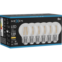 Mexen Vintis 6x LED siūlelio lemputė E27, G45, 6W, Šilta - 2700K, 720 lm, skaidri - L156-E27-0627-00x06