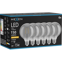 Mexen Vintis 6x LED filamento lemputė E27, G95, 2W, Šilta - 2200K, 150 lm, dūminė - L157-E27-0222-70x06