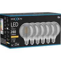 Mexen Vintis 6x siūlo formos LED lemputė E27, G95, 4W, Šilta - 2200K, 280 lm, dūminė - L157-E27-0422-70x06