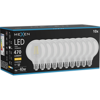 Mexen Vintis 10x LED siūlelio lemputė E27, G95, 4W, Šilta - 2700K, 470 lm, skaidri - L157-E27-0427-00x10