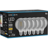 Mexen Vintis 6x LED siūlų lemputė E27, G95, 4W, Šilta - 2700K, 300 lm, dūmų spalvos - L157-E27-0427-70x06