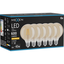 Mexen Vintis 6x LED siūlelio lemputė E27, G95, 6W, Šilta - 2200K, 600 lm, gintaro - L157-E27-0622-50x06