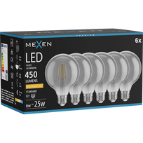 Mexen Vintis 6x Kaitinamoji LED lemputė E27, G95, 6W, Šilta - 2200K, 450 lm, dūminė - L157-E27-0622-70x06