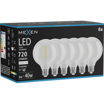 Mexen Vintis 6x LED gijų lemputė E27, G95, 6W, Neutrali - 4000K, 720 lm, skaidri - L157-E27-0640-00x06