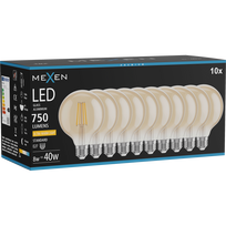 Mexen Vintis 10x LED gijų lemputė E27, G95, 8W, Šilta - 2200K, 750 lm, gintarinė - L157-E27-0822-50x10