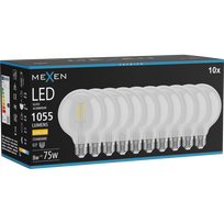 Mexen Vintis 10x LED E27 kaitinimo siūlelio lemputė, G95, 8W, šilta - 2700K, 1055 lm, skaidri - L157-E27-0827-00x10