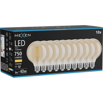 Mexen Vintis 10x LED gijų lemputė E27, G95, 8W, Šilta - 2700K, 750 lm, gintarinė - L157-E27-0827-50x10