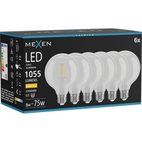 Mexen Vintis 6x LED siūlelių lemputė E27, G95, 8W, Šilta - 2700K, 1055 lm, skaidri - L157-E27-0827-00x06