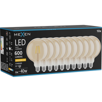 Mexen Vintis 10x LED lemputė E27, G125, 6W, Šilta - 2200K, 600 lm, gintarinė - L158-E27-0622-50x10