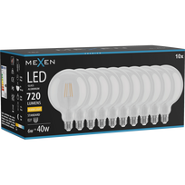 Mexen Vintis 10x LED E27, G125, 6W, Šilta - 2700K, 720 lm, skaidri - L158-E27-0627-00x10