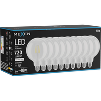 Mexen Vintis 10x LED E27 gijų lemputė, G125, 6W, Neutrali - 4000K, 720 lm, skaidri - L158-E27-0640-00x10
