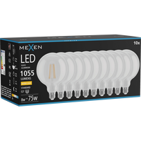 Mexen Vintis 10x Kietrioji LED lemputė E27, G125, 8W, šilta - 2700K, 1055 lm, skaidri - L158-E27-0827-00x10