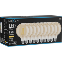 Mexen Vintis 10x kaitinamoji LED lemputė E27, G125, 8W, Šilta - 2700K, 750 lm, gintarinė - L158-E27-0827-50x10