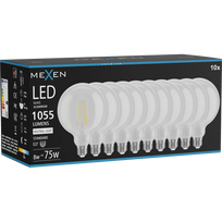 Mexen Vintis 10x LED gijų lemputė E27, G125, 8W, neutrali - 4000K, 1055 lm, skaidri - L158-E27-0840-00x10