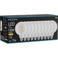 Mexen Vintis 10x LED siūlelio lemputė E27, G125, 10W, Šilta - 2700K, 1320 lm, skaidri - L158-E27-1027-00x10