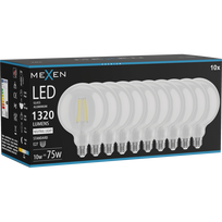Mexen Vintis 10x LED filamentinė lemputė E27, G125, 10W, Neutralus - 4000K, 1320 lm, skaidri - L158-E27-1040-00x10