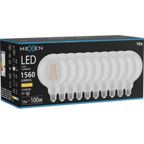 Mexen Vintis 10x kaitinamosios LED lemputės E27, G125, 12W, Šilta - 2700K, 1560 lm, skaidri - L158-E27-1227-00x10