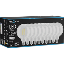 Mexen Vintis 10x LED siūlelis lemputė E27, G125, 12W, Neutralus - 4000K, 1560 lm, skaidrus - L158-E27-1240-00x10