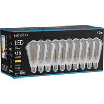 Mexen Vintis 10x LED kaitinimo spiralės lemputė E27, ST64, 6W, Šilta - 2700K, 510 lm, dūminė - L162-E27-0627-70x10