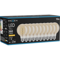 Mexen Vintis 10x Edisono lemputė su gijų spirale LED E27, G80, 4W, Šilta - 2200K, 360 lm, gintaro - L165-E27-0422-50x10