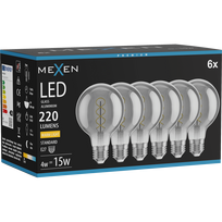 Mexen Vintis 6x Spiralinis LED kaitinamosios lemputės E27, G80, 4W, Šilta - 2700K, 220 lm, dūminė - L165-E27-0427-70x06