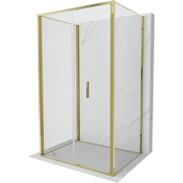 Mexen Exo-3S 3-sienelė sulankstoma dušo kabina 75 x 95 cm, skaidri, aukso spalvos - 816-075-095-50-00-3S