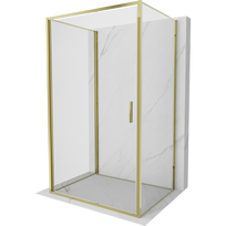 Mexen Exo-3S dušo kabina 3-jų sienelių atveriama 90 x 80 cm, skaidri, auksinė - 817-090-080-50-00-3S