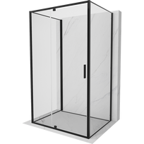 Mexen Exo-3S trijų sienelių dušo kabina su atveriamomis durimis 145 x 75 cm, permatoma, juoda - 819-145-075-70-00-3S