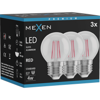 Mexen Vintis 3x LED kaitrinė lemputė E27, G45, 4W, 55 lm, raudona - L156-E27-04XX-45x03