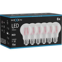 Mexen Vintis 6x LED gijų lemputė E27, A60, 4W, 55 lm, raudona - L150-E27-04XX-45x06