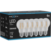 Mexen Vintis 6x LED gijų lemputė E27, A60, 4W, 55 lm, oranžinė - L150-E27-04XX-48x06