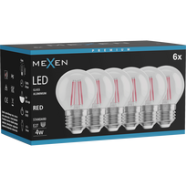 Mexen Vintis 6x LED filamento lemputė E27, G45, 4W, 55 lm, raudona - L156-E27-04XX-45x06