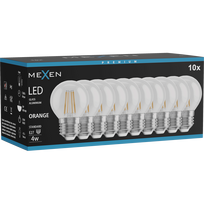 Mexen Vintis 10x LED gijų lemputė E27, G45, 4W, 55 lm, oranžinė - L156-E27-04XX-48x10