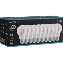 Mexen Vintis 10x LED filamentinė lemputė E27, A60, 4W, 55 lm, raudona - L150-E27-04XX-45x10