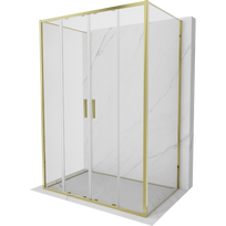 Mexen Exo-3S 130 x 70 cm, trijų sienų, stumdomos durys, skaidrus, auksinis dušo kabinas - 8152-130-070-50-00-3S