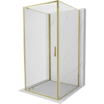 Mexen Exo-3S 3 sienelių atveriama dušo kabina 85 x 85 cm, permatoma, auksinė - 8181-085-085-50-00-3S