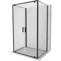 Mexen Exo-3S 3 sienų dušo kabina su atidaromomis durimis 120 x 70 cm, skaidri, juoda - 8182-120-070-70-00-3S